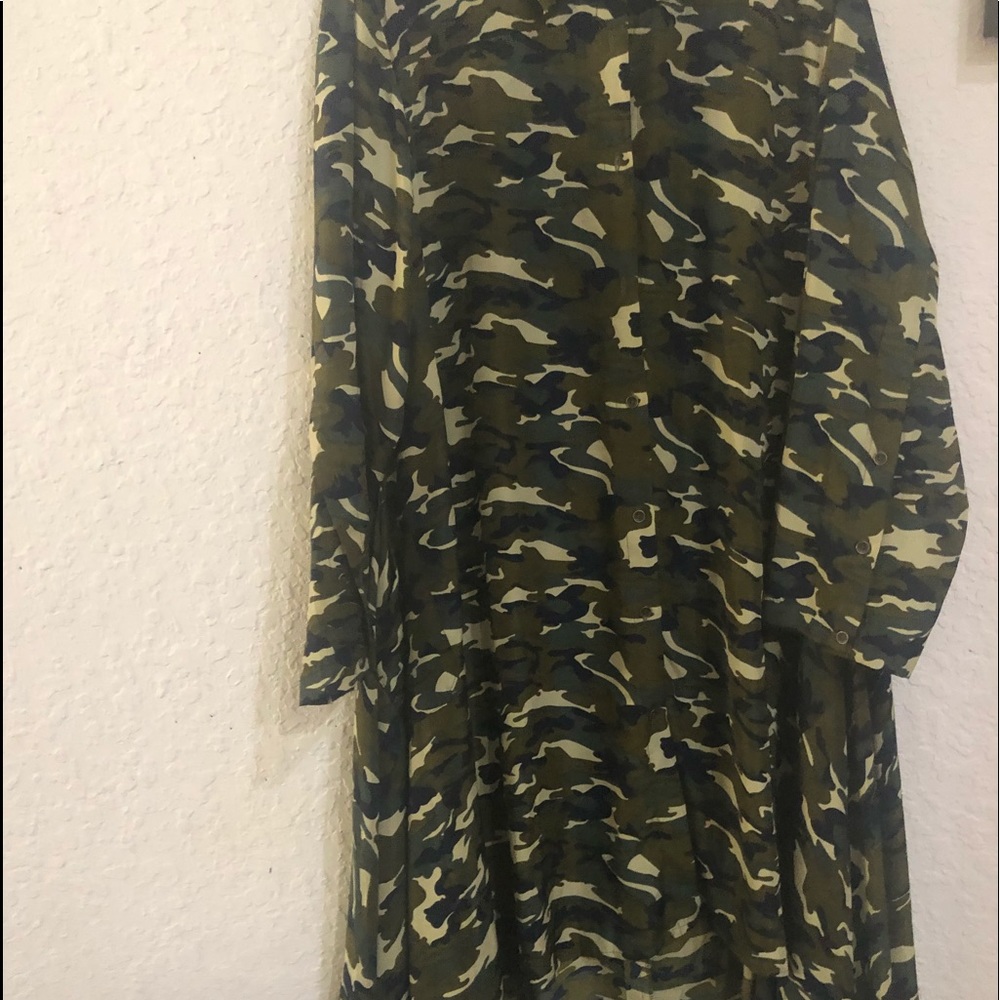 Plus size camouflage shirt dress